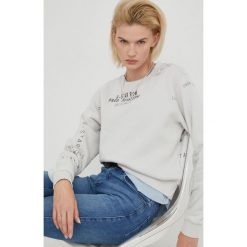 G-Star Raw bluza bawełniana damska kolor szary z nadrukiem. Szare bluzy G-Star Raw, l, bez wzorów, z bawełny, retro, bez ramiączek, bez kaptura. Za 419.99 zł.