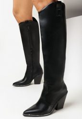 Czarne Kozaki Kowbojki na Wysokim Stożku z Cyrkoniami Joeli. Czarne kozaki Born2be, bez wzorów, bez obcasa, na obcasie, bez zapięcia. Za 169.99 zł.