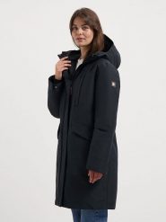 TRAVELIN' Płaszcz zimowy w kolorze antracytowo-czarnym rozmiar: S. Czarne płaszcze Travelin', na zimę, s, bez wzorów, z puchu, bez kaptura. Za 583.45 zł.