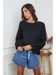 So Cachemire Sweter "Candji" w kolorze czarnym rozmiar: S. Czarne swetry So Cachemire, s, bez wzorów, z wełny, bez ramiączek. Za 205.93 zł.