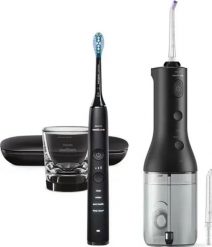 Szczoteczka z irygatorem Philips Sonicare DiamondClean 9000 + Power Flosser HX3886/43 Zestaw czarny. Szczoteczki elektryczne i soniczne PHILIPS. Za 789.00 zł.