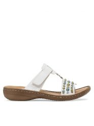 Rieker Klapki 60867-80 Biały. Białe klapki Rieker, bez wzorów, z syntetyku, bez obcasa, bez zapięcia. Za 279.99 zł.