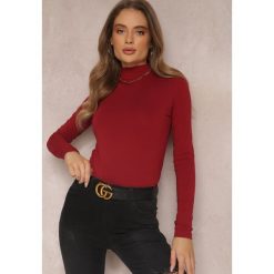 Bordowa Bluzka z Półgolfem Noss. Czerwone bluzki Renee, l, bez wzorów, z dzianiny, bez kołnierzyka, bez ramiączek. W wyprzedaży za 34.99 zł.