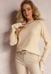 Jasnobeżowy Golf o Klasycznym Fasonie Anofra. Brązowe swetry Renee, uniwersalny, bez wzorów, klasyczne, bez ramiączek. W wyprzedaży za 55.99 zł.
