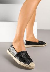 Czarne Espadryle Ozdobione Plecioną Cholewką i Sznurkiem Andisla. Czarne espadryle Born2be, bez wzorów, z jeansu, klasyczne, bez obcasa. W wyprzedaży za 50.99 zł.