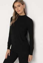Czarny Sweter o Klasycznym Kroju z Wiskozą Nerella. Czarne swetry Born2be, l, z aplikacjami, z jeansu, biznesowe, bez ramiączek. W wyprzedaży za 50.99 zł.