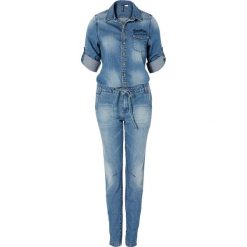 Kombinezon dżinsowy bonprix niebieski "bleached medium". Kombinezony marki bonprix. Za 109.99 zł.