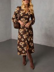 Milan Kiss Sukienka w kolorze brązowym rozmiar: XL. Brązowe sukienki Milan Kiss, xl, bez wzorów, bez kołnierzyka, bez ramiączek, maxi. Za 173.99 zł.