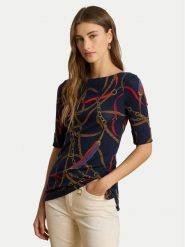 LAUREN RALPH LAUREN Bluzka 200P03722001 Granatowy Slim Fit. Niebieskie bluzki Lauren Ralph Lauren, xxl, bez wzorów, z bawełny, bez kołnierzyka, bez ramiączek. Za 329.99 zł.