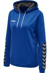 Hummel bluza damska sportowa hml Authentic Poly Hoodie Woman niebieska. Niebieskie bluzy z kapturem Hummel, m, bez wzorów, z dzianiny, z kapturem, na fitness i siłownię. Za 97.00 zł.