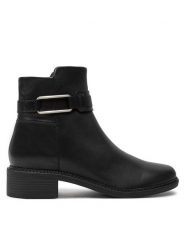 Clarks Botki Maye Bella 26179641 Czarny. Czarne botki Clarks, bez wzorów, ze skóry, bez obcasa, na płaskiej podeszwie, bez zapięcia. Za 299.99 zł.