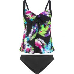Tankini (2 części) bonprix czarno-kolorowy. Czarne bikini bonprix, z aplikacjami. Za 74.99 zł.