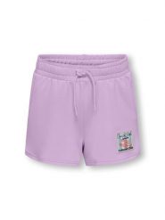 KIDS ONLY Szorty dresowe "Ada" w kolorze fioletowym rozmiar: 122/128. Różowe szorty KIDS ONLY, z aplikacjami, z dresówki. Za 60.99 zł.