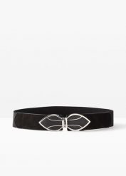 Pasek ze stretchem. Czarne paski bonprix, bez wzorów, ze skóry, eleganckie. Za 67.99 zł.