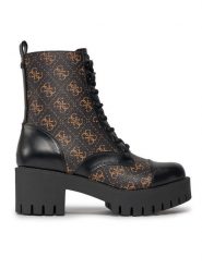 Guess Botki FL8WAP FAL10 Brązowy. Brązowe botki Guess, z aplikacjami, ze skóry, bez obcasa, na słupku, bez zapięcia. Za 519.99 zł.