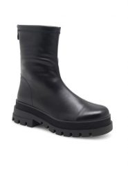 JENNY Botki Rosie HY58389-2 Czarny. Czarne botki Jenny, bez wzorów, ze skóry, bez obcasa, na słupku, bez zapięcia. Za 135.99 zł.
