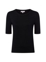 Marie Lund sweter z krótkim rękawem Kobiety drobna dzianina czarny, L. Czarne swetry Marie Lund, l, z aplikacjami, z dzianiny, bez ramiączek. Za 149.95 zł.