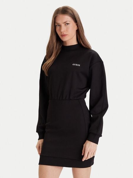 Guess Sukienka codzienna V5YK02 KCX22 Czarny Regular Fit. Czarne sukienki Guess, na co dzień, m, z aplikacjami, z syntetyku, bez kołnierzyka, bez ramiączek, proste. Za 219.99 zł.