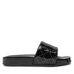 Klapki Tory Burch. Czarne klapki Tory Burch, bez wzorów, bez obcasa, bez zapięcia. Za 499.99 zł.
