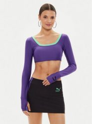 Puma Bluzka DUA LIPA 536634 Fioletowy Slim Fit. Fioletowe bluzki Puma, s, bez wzorów, z syntetyku, bez kołnierzyka, bez ramiączek. Za 83.99 zł.