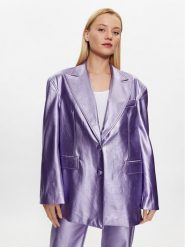 ROTATE Marynarka Embossed Pu 1000932225 Fioletowy Oversize. Fioletowe marynarki i żakiety ROTATE, bez wzorów, ze skóry, bez ramiączek. Za 1,649.00 zł.