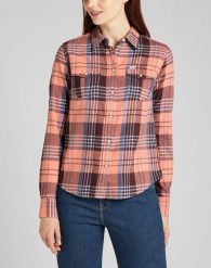 LEE REGULAR WESTERN SHIRT KOSZULA W KRATĘ DŁUGI RĘKAW DESERT ORANGE L45SXAOB 112140154. Pomarańczowe koszule Lee, l, bez wzorów, bez kołnierzyka, bez ramiączek. Za 169.99 zł.