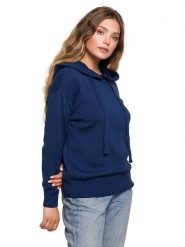 Be Wear Sweter w kolorze granatowym rozmiar: S/M. Niebieskie swetry Be Wear, m, bez wzorów, z bawełny, bez ramiączek. Za 240.95 zł.
