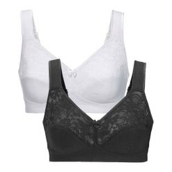 Cellbes Biustonosz Anna 2 Pack czarny biały female czarny/biały 95C. Białe biustonosze sportowe Cellbes, bez wzorów, z tkaniny. Za 159.00 zł.