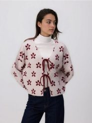 Wzorzysty kardigan z wiązaniami - wielobarwny. Swetry Reserved, l, bez wzorów, z dzianiny, bez ramiączek. Za 139.99 zł.