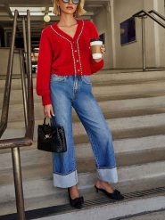 LA Angels Kardigan w kolorze czerwonym rozmiar: S. Czerwone swetry LA Angels, s, bez wzorów, bez ramiączek. Za 152.99 zł.