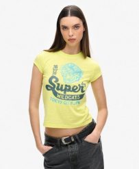 Koszulka Varsity Burnout. Żółte t-shirty sportowe Superdry, s, bez wzorów, z bawełny, bez ramiączek. Za 187.40 zł.