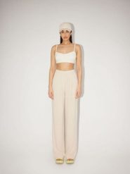 LeGer Spodnie "Thora" w kolorze beżowym rozmiar: 44. Brązowe spodnie materiałowe LeGer, bez wzorów, z materiału, z podwyższonym stanem. Za 121.99 zł.