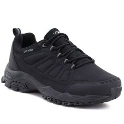 Półbuty sportowe trekkingowe czarne DK 17113. Czarne buty trekkingowe DK, ze skóry ekologicznej, bez zapięcia. Za 139.99 zł.