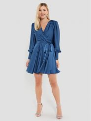 Swing Sukienka koktajlowa 5AE05300 Granatowy Regular Fit. Niebieskie sukienki Swing, bez wzorów, z syntetyku, wizytowe, bez kołnierzyka, bez ramiączek. Za 449.99 zł.