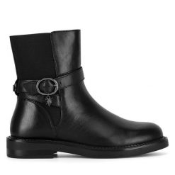 Botki U.S. Polo Assn. Czarne botki U.S. Polo Assn., bez wzorów, bez obcasa, na płaskiej podeszwie, bez zapięcia. Za 293.99 zł.