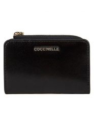 COCCINELLE Skórzany portfel w kolorze czarnym - 12 x 8 cm rozmiar: onesize. Czarne portfele Coccinelle, bez wzorów, z materiału. Za 283.48 zł.