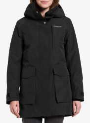 Parka zimowa damska Didriksons Harriet Parka. Czarne płaszcze Didriksons, na zimę, l, bez wzorów, z materiału, bez kaptura. Za 793.50 zł.