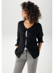 Aniston Kardigan w kolorze czarnym rozmiar: 46. Czarne swetry Aniston, bez wzorów, bez ramiączek. Za 37.12 zł.