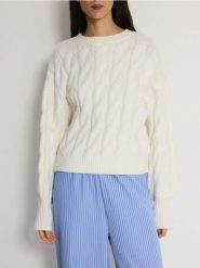 Sweter z ozdobnym wiązaniem na plecach - złamana biel. Swetry Reserved, l, bez wzorów, z dzianiny, bez ramiączek. W wyprzedaży za 139.99 zł.
