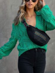 Milan Kiss Sweter w kolorze zielonym rozmiar: L. Zielone swetry Milan Kiss, l, bez wzorów, z bawełny, bez ramiączek. Za 198.56 zł.