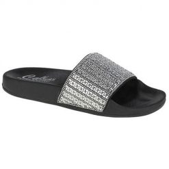 Klapki damskie Skechers Pop Upsnew Spark. Szare klapki Skechers, bez wzorów, z materiału, bez obcasa, bez zapięcia. Za 189.99 zł.