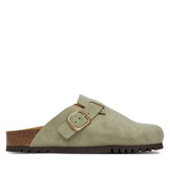 Klapki Scholl. Zielone klapki Scholl, bez wzorów, bez obcasa, bez zapięcia. Za 299.99 zł.