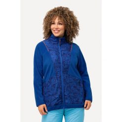 Damskie Kurtka polarowa kolorowe lamówki stójka 2-kierunkowy zamek błyskawiczny. Niebieskie kurtki Ulla Popken, plus size, bez wzorów, z materiału, bez kaptura. W wyprzedaży za 311.99 zł.