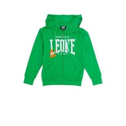 Bluza z kaptur na co dzień na siłownię. Zielone bluzy LEONE 1947 APPAREL, bez wzorów, z bawełny, bez kaptura, na fitness i siłownię. W wyprzedaży za 101.80 zł.