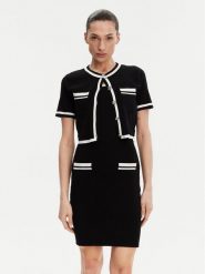 Morgan Sukienka dzianinowa 251-RMBIBI Czarny Slim Fit. Czarne sukienki Morgan, xs, bez wzorów, z dzianiny, bez kołnierzyka, bez ramiączek. Za 279.99 zł.