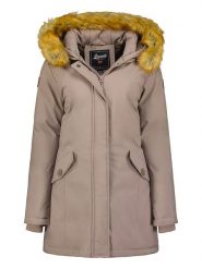 Geographical Norway Parka "Dinasty" w kolorze szarobrązowym rozmiar: XXL. Brązowe płaszcze Geographical Norway, xxl, z aplikacjami, bez kaptura. Za 176.08 zł.