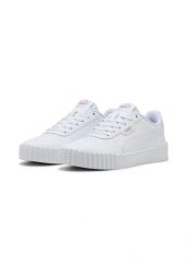 Buty sportowe damskie Puma Carina 3.0. Białe buty treningowe Puma, bez wzorów, z materiału, bez zapięcia, na fitness i siłownię. Za 490.00 zł.