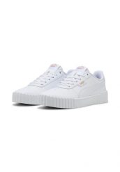 Buty sportowe damskie Puma Carina 3.0. Białe buty treningowe Puma, bez wzorów, z materiału, bez zapięcia, do biegania. Za 209.00 zł.