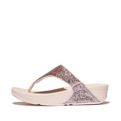 Sandały damskie FitFlop Lulu Multi-Tonal Glitter Toe-Post. Czerwone sandały FIT FLOP, bez wzorów, z gumy, bez obcasa, bez zapięcia. Za 401.00 zł.