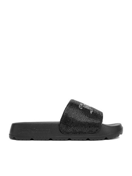 Juicy Couture Klapki CEO-PJC4 Czarny. Czarne klapki Juicy Couture, bez wzorów, z materiału, bez obcasa, bez zapięcia. Za 119.99 zł.